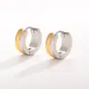 Pendientes Sencillos Dorados Personalizados de Amazon Transfronterizos Acero de Titanio Color Combinado Pendientes Redondos Pendientes de Gama Alta Venta al por Mayor