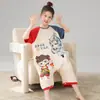 Pijama de una pieza para niños Verano Delgado Niñas Verano Algodón Puro Niños Grandes Niñas Una Pieza Manga Corta Nezha Nuevo Estilo 2025