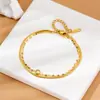 Cadena de hueso de serpiente de acero de titanio con recubrimiento PVD con diamantes, brazalete apilable de acero inoxidable de doble capa de oro de 18 quilates para mujer, de alta gama y que no se decolora