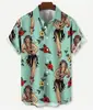 Ropa de Hombre Transfronteriza Amazon Nuevo Estilo de Verano Camisa Hawaiana para Hombre de Solapa Manga Corta Cardigan Casual con Estampado 3D