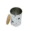 Latas Quadradas e Redondas de Folha de Flandres com Tampas de Madeira de Bambu para Chá, Armazenamento de Presentes, Café, Nozes e Embalagem de Doces