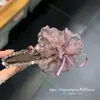 Grampo de Cabelo Flor de Strass em Tela Roxa com Estampa Delicada e Toque Elegante, Novo Presilha Lateral Bico de Pato com Laço para Mulheres