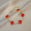 Pulsera Popular Transfronteriza de Trébol de Cuatro Hojas de la Suerte Oro de 18K Nácar de Doble Cara Estilo Europeo y Americano de Moda Nuevo Estilo Versátil