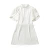 2025 primavera nuevo vestido de mujer estilo europeo y americano cuello mao francés color sólido lazo decorativo hueco en la espalda mujer