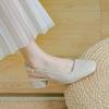 Sandalias Vacías Baotou para Mujer Verano Tacón Medio para Exterior 2025 Nuevo Estilo Coreano Tacón Grueso Medios Zapatos Tacones Altos para Mujer
