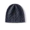 Gorro de cachemira liso de punto trenzado, unisex, cálido gorro de lana, cómodo, versátil, simple, gorro protector para orejas