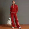Conjunto Esportivo Casual Novo Amazon Transfronteiriço 2026: Conjunto de Duas Peças de Moletom com Gola Alta Color Block Estilo Europeu e Americano e Calça Wide Leg