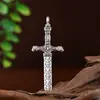 Colgante de Ciervo Dorado Rey Plata S925 Vintage Plata Tailandesa Artesanal Venta al por Mayor Moda Punk para Hombre Collar Colgante Cruz Espada