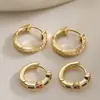 Brincos Geométricos Aogu Transfronteiriços Mais Vendidos de Nicho Exquisitos Banhados a Ouro 18K com Zircônia para Mulheres, Brincos Versáteis Vintage Novos