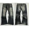 Jeans de estilo retro americano lavado y desgastado con dobladillo crudo, transfronterizos europeos y americanos, para hombres y mujeres, estilo callejero casual hip-hop, corte holgado, ligeramente acampanado