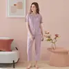 [Liquidação] Pijama de Algodão Puro para Casal Manga Curta Conjunto de Roupa de Casa Roupa de Casa Masculina Verão
