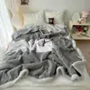 Ins manta de felpa de conejo jacquard estilo coreano invierno engrosada cálida cubierta de sofá manta chal manta doble 4