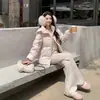 Estilo Nuevo de Invierno Rosa Claro Estilo Coreano Chaqueta de Algodón con Relleno para Mujer Holgada Engrosada con Capucha Cálida Cortavientos de Algodón Ropa Exterior para Pareja
