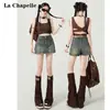 Shorts Jeans Azuis Vintage Feminino 2025 Tendência Nova Chegada Verão Cintura Alta Emagrecedor Formato A Hot Girl Calça Culotte para Usar por Cima