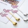 Cuchara de Flamenco de Acero Inoxidable 304, Cuchara de Café de Moda para Remover con Pintura Chapada en Titanio, Cuchara para Colgar en Taza Estilo Ins
