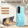 Funda de cuero con patrón para Samsung ZFold8Ultra, z fold8, correa de muñeca plegable ancha, cubierta anticaídas