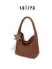 Bolso Nuevo de Ante Tejido a Mano para Commuter, Bolso de Hombro Versátil Retro, Bolso Cubo de Gran Capacidad, Bolso Tote