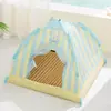 Tienda de Campaña Refrigerante para Gatos Primavera y Verano Nido con Alfombrilla Refrigerante de Doble Cara Casa Cerrada para Gatos Extraíble y Lavable Cama para Perros Pequeños y Medianos