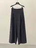 Calça Social Wide-Leg Retro Cinza Escuro Jianhe para Mulheres, Temporada de Primavera, Duas Pregas, Slim Fit, Perna Reta 59195