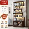 Estantería de Madera Maciza Estilo Chino para Exhibición de Té, Gabinete de Almacenamiento Adorno Divisor para Sala de Té, Gabinete de Exhibición para Juego de Té