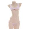 Conjunto de Camisola Sexy Fresca a Rayas con Braguitas con Cordones, Conjunto de Lencería Estilo Japonés que Favorece la Figura para Mujer