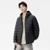 Chamarra Ligera de Plumón con Capucha Enbu Invierno para Hombres y Parejas, Color Sólido Casual Ropa Exterior para Hombres Venta al por Mayor