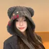 Gorro con Orejas de Oso y Botones Dulce y Lindo para Mujer, Otoño e Invierno 2026 Cálido y a Prueba de Frío, Gorro de Punto que Adelgaza el Rostro y Protege los Oídos