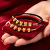 Pulsera de Hilo de Oro Duro de 999 de Oro Puro con Cuenta Giratoria de la Suerte del Signo Zodiacal Oveja Oveja Propicia Año del Zodiaco Cuerda Roja de Cuero Venta al por Mayor