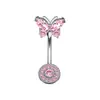 Nuevos Anillos para Ombligo Rosas con Lazo Estilo Europeo y Americano, Diversas Joyas para Piercing con Circonitas de Gran Venta, Accesorios para Anillos de Ombligo