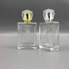 Frasco quadrado plano de 100ML Tampa Coroa Diamante frasco de perfume avançado grande capacidade spray cosmético com pump