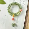 Pulsera apilada de doble círculo de Bodhi verde lechoso similar al jade, Pulsera de joyería de mano de doble círculo de raíz de Bodhi estilo chino nuevo