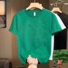Verão Novo Seda de Gelo Manga Curta Masculina Marca da Moda Embossada Slim Casual de Negócios Camiseta Versão Coreana Tendência Comércio Exterior Atacado Transfronteiriço