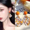 Nuevos Pendientes de Estrella de Cinco Puntas de Color Contrastante Frescos y Suaves Pendientes Dulces de Óleo Naranja Geométricos Elegantes Versátiles de Moda