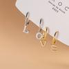 Eloch Prata s925 26 Letras Brinco de Argola de Diamante Coreano Simples Personalidade Temperamento Pingente Único Feminino D9558