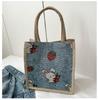Otoño nueva bolsa estilo coreano lino bolsa pequeña 2023 nueva bolsa de mujer estampada retro bolso de mano rayado con textura