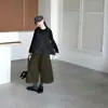 Conjunto de tres piezas de otoño para niña: chaleco negro, playera de manga larga y pantalones de pierna ancha, estilo coreano, para niños de talla mediana y grande