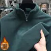 Sudadera Versátil Transfronteriza Mitad Otoño e Invierno con Cremallera Cuello Alto Más Terciopelo Europeo y Americano 2025 Tendencia Nueva Camisa de Manga Larga para Hombre