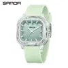 Reloj Serie Jelly Sanda Moda Estudiante Color de Contraste 50m Resistente al Agua Cuadrado de Cuarzo Silencioso Examen Reloj para Hombres y Mujeres