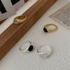 Nuevo anillo de calcedonia blanca estilo chino en plata de ley 925, diseño de nicho estilo coreano, anillo de ágata negra mate esmerilada para niñas.