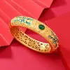 Exquisito Pulsera Dorada de Estilo Chino Tradicional con Color Esmalte e Incrustación de Piedra Hueca, Venta al por Mayor de Joyería Tradicional China para Bodas y Regalos