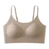 Base Líquida Sem Costura Linda Lingerie Peça Única com Tiras nas Costas Bojo Fixo Sem Fio Sustentação Confortável Colete Esportivo