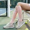 Calcetines de Compresión Transpirables de Malla para Deportes al Aire Libre, Bádminton, Tenis, Calcetines Largos, Calcetines con Rayas para Moldear y Adelgazar la Pantorrilla