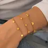 Pulseira de Aço Titânio Coração Estrela Lua para Mulheres, Joias Transfronteiriças, Ouro 18K Sem Desbotamento, Acessórios da Moda Simples Estilo Ins