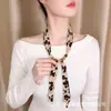 Colar Cachecol de Seda Vintage com Contas para Primavera e Verão para Mulheres, Design Único, Corrente de Suéter com Fita Ajustável, Cachecol Leve Acessório