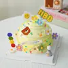 Estilo INS Coreano Lindo Decoración de Pastel Oso de Dibujos Animados Tarjeta de Feliz Cumpleaños Flor Sonriente Enchufe Vestir