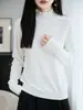 Suéter de punto fino 60% lana con cuello floral para mujer, suave diseño de cuello floral, jersey de mezcla de lana suave y acogedor para otoño e invierno