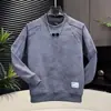 Sudadera con Teñido Cruzado de Flores Oscuras para Hombre Otoño Invierno Nuevo Estilo Tendencia Versátil Holgada Cuello Redondo Casual Manga Larga Camiseta para Hombre