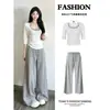 Blusa Transparente de Verano Cuello Halter Pantalones de Tirantes Conjunto de Atuendo Único y Hermoso de Principios de Verano para Mujer 2026 Conjunto Completo