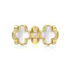 Anillo de Plata de Ley S925 Chapado en Oro K con Diseño de Trébol de Cuatro Hojas para Mujer, Diseño de Nicho, Sensación de Alta Gama, Anillo Elegante y Versátil