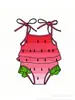 Verano Niñas Nuevo Bebé Protección Solar Traje de Baño Patrón de Sandía con Lazo 6m (Mes)-3-4A (Años) Traje de baño
